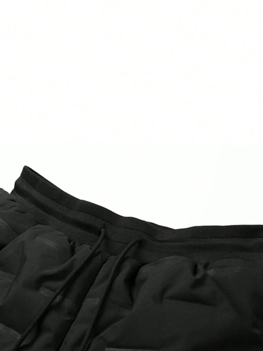 Men's Black Thermal Lined Drawstring Pants with Red Graphic Print