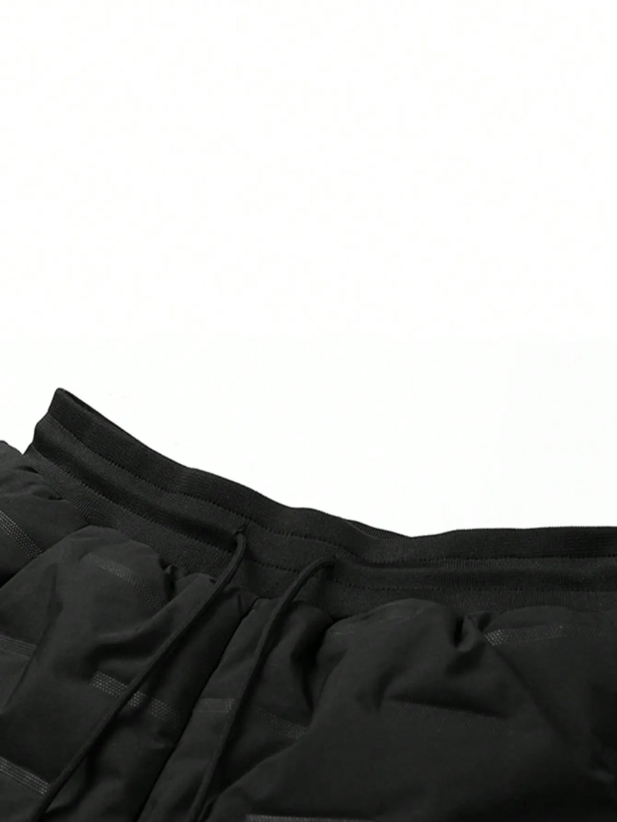 Men's Black Thermal Lined Drawstring Pants with Red Graphic Print