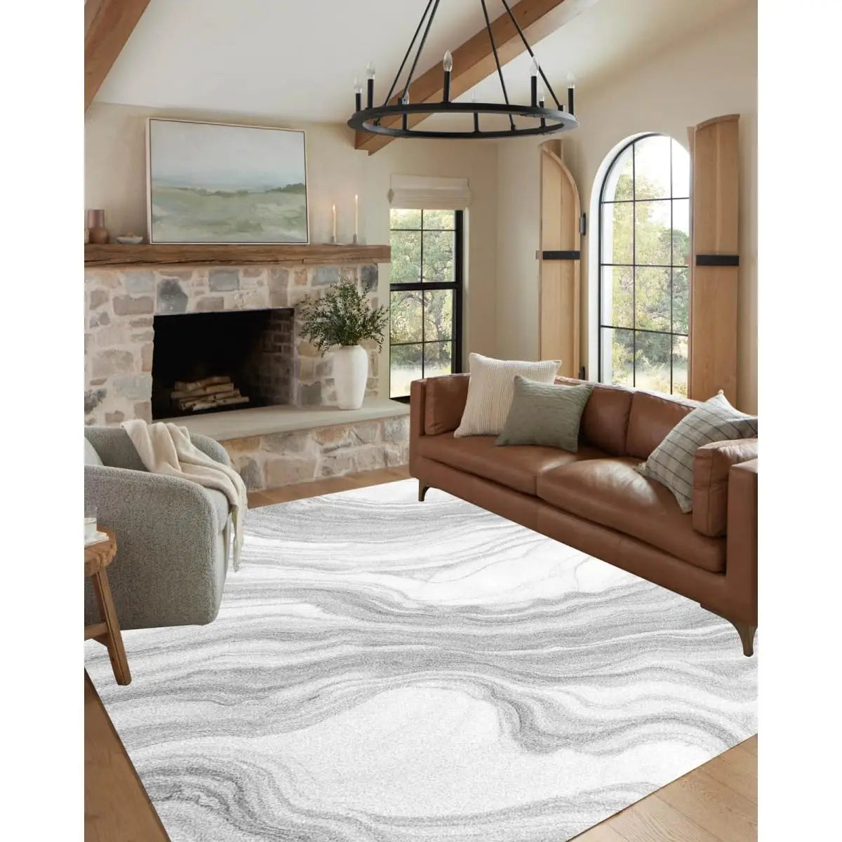 Abstract Marble Texture Area Rug Non Slip Washable Stain Resistant for Bedroom Living Room Office 6x9, Customized