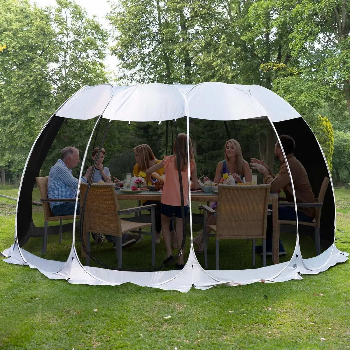 Screen House Gazebo, 6-10-15 Person Pop Up Igloo Screened Canopy Tent with Mosquito Netting Sides, Instant UV Resistant Sun