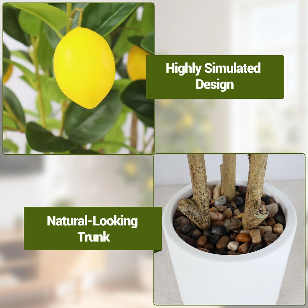2-Pack 4FT Artificial Lemon Tree That Look Real, Faux Lemons Citrus Plants with Yellow Fake Lemons Fruits, Trees for Home Office
