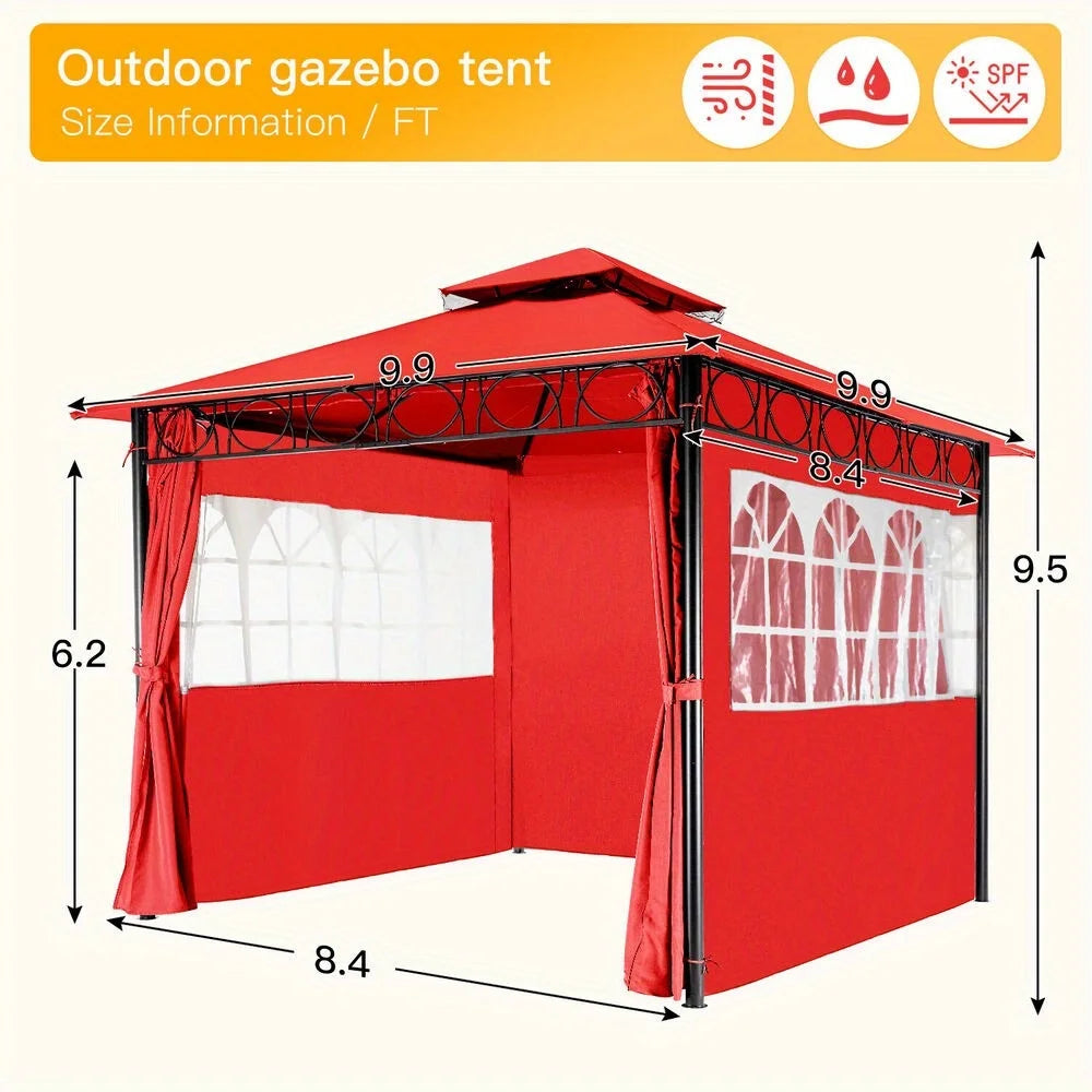 10'x10' outdoor pop-up canopy tent, waterproof heavy duty pavilion with 2 side walls