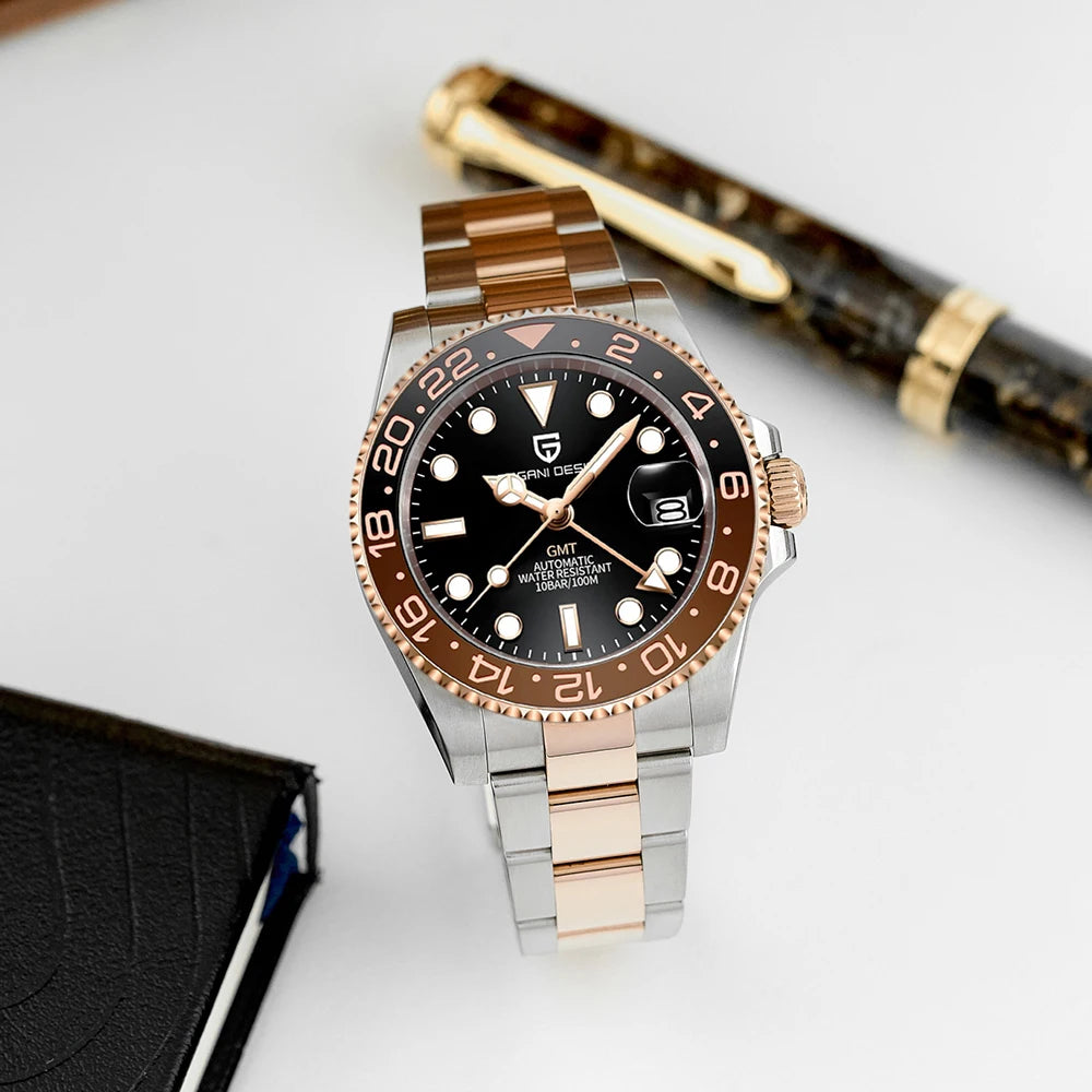 luxury New PAGANI DESIGN GMT Automatic Watch 40mm Men Wristwatch Top Brand 100M Waterproof Mechanical Wristwatches for Men Clock