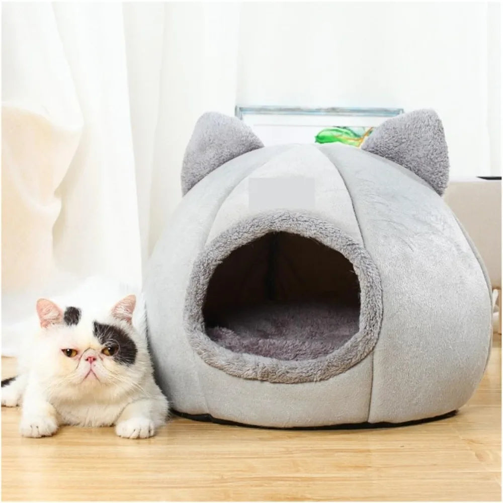 Extra Large Semi-Enclosed Warm and Cozy Pet Bed for Cats and Dogs with Non-Slip Surface and Thick Padding
