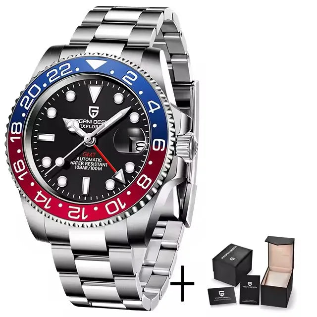PAGANI DESIGN 2026 GMT Watches Men Luxury Sapphire Automatic Mechanical Watch 40MM Stainless Steel Waterproof Watches for men