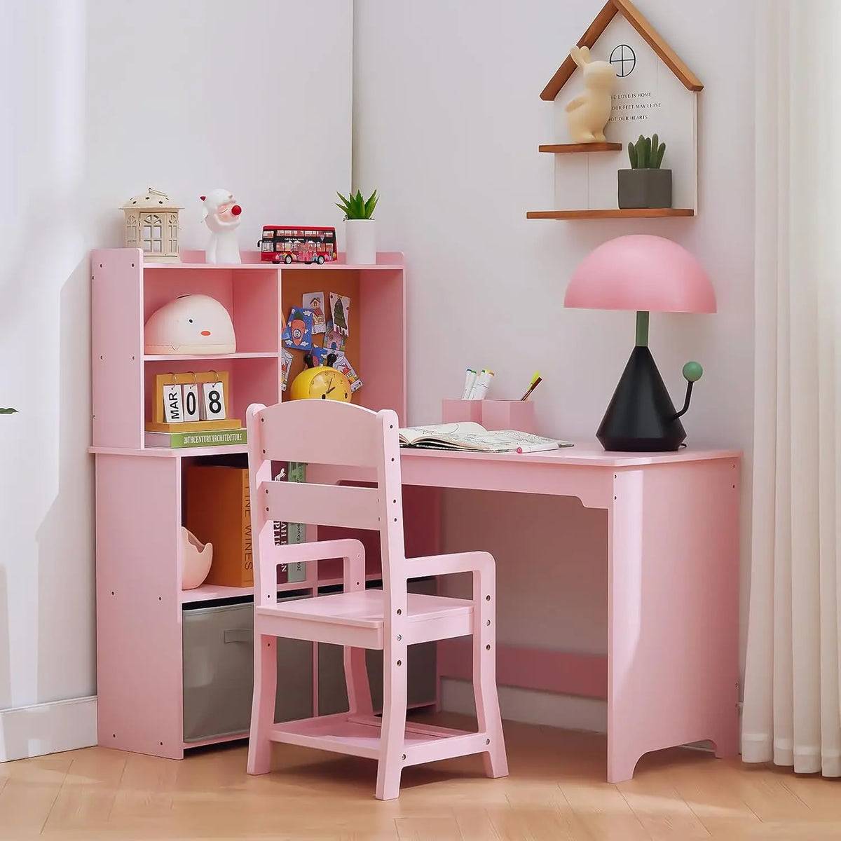 Kids Corner Desk L Shape Childrens Table Chair Set Study Furniture