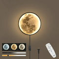 QIYIMEILUX 31.5 inch Large Moon Wall Sconce Plug in Dimmable Modern LED Wall Light with Remote Control 41W Black Wall Lamp Indoo
