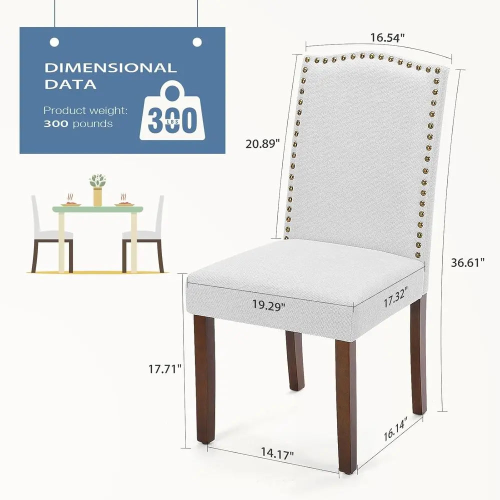 2-Piece PU Dining Chairs with Wooden Legs and Padded Seats, Light Grey for Kitchen, Dining, Living Room, Restaurant Use