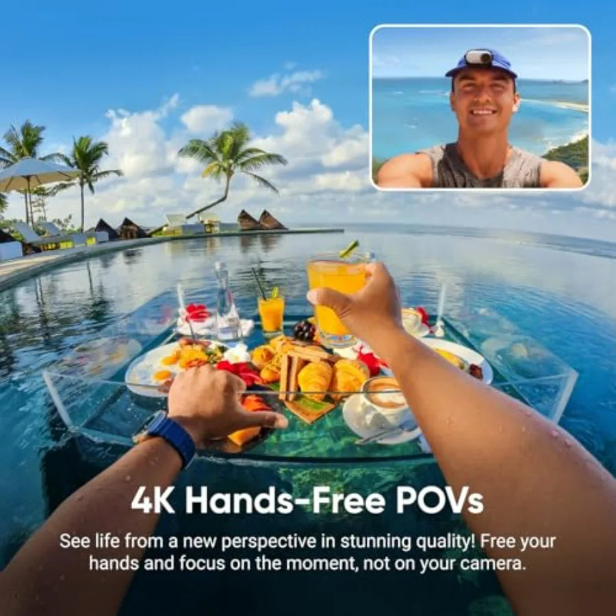 GO 3S 64GB White 4K Tiny Portable Vlogging Camera Hands-Free POVs for Outdoor Adventures Mount Anywhere 140 Min Battery Life 10