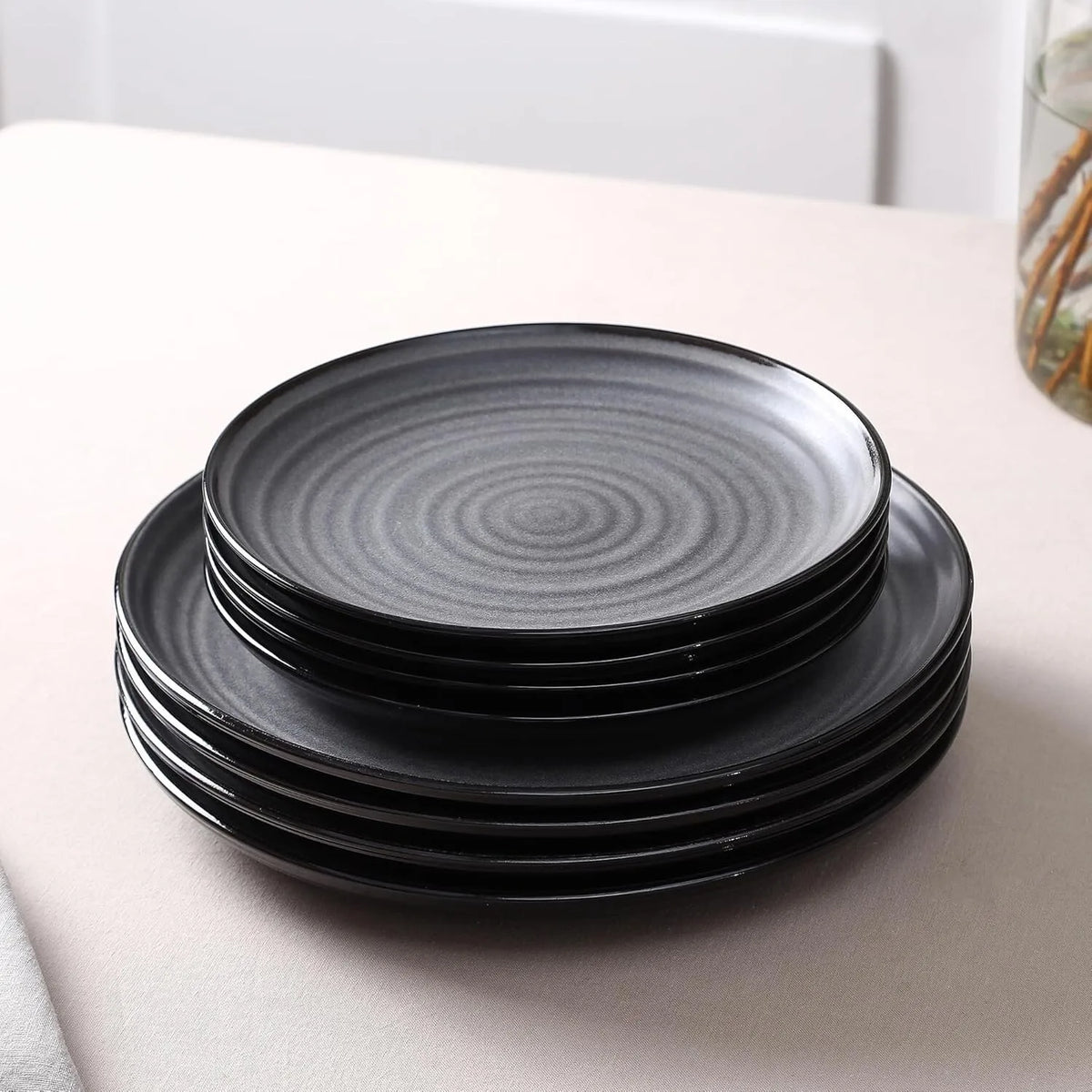 Ceramic Tableware Set12 Piece Stone Lain Dua Dinnerware Set Ceramic Plates and Bowls for Modern Dining