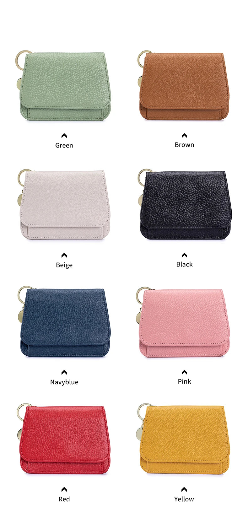 Women Genuine Leather Slim TriFold Wallet Credit Card Holder With Zipper Coin Pouch, ID Window & Keychain