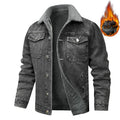 Men's denim jacket wool warm inner cotton jacket for autumn and winter casual outdoor plus size work jacket can be50-100kg