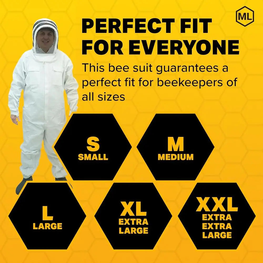 Affordable Breathable Beekeeping Suit with Self-Supporting Veil for Backyard Beekeepers, XL