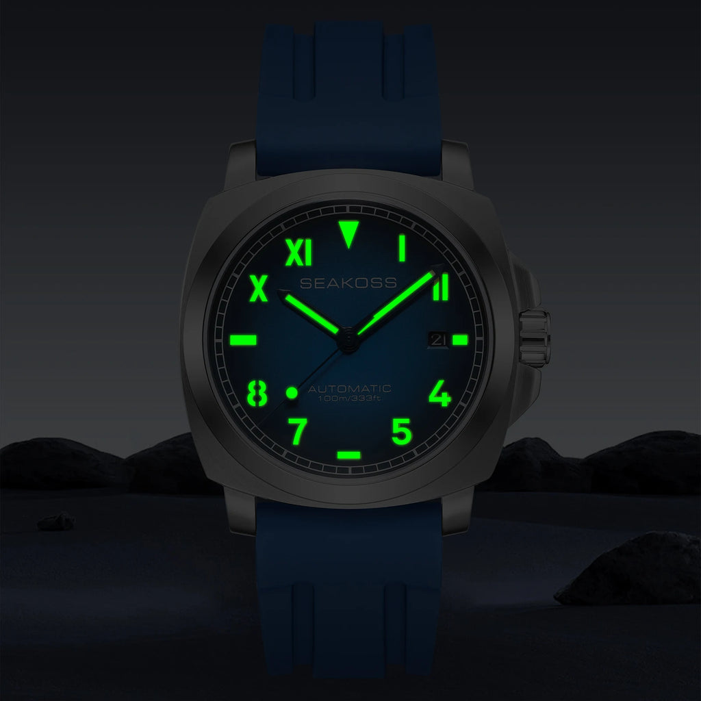 SEAKOSS Men's Diving Watch 10ATM Seagull ST1612 Movement Automatic  Watches for Men Luminous Calendar Sapphire Stainless Steel