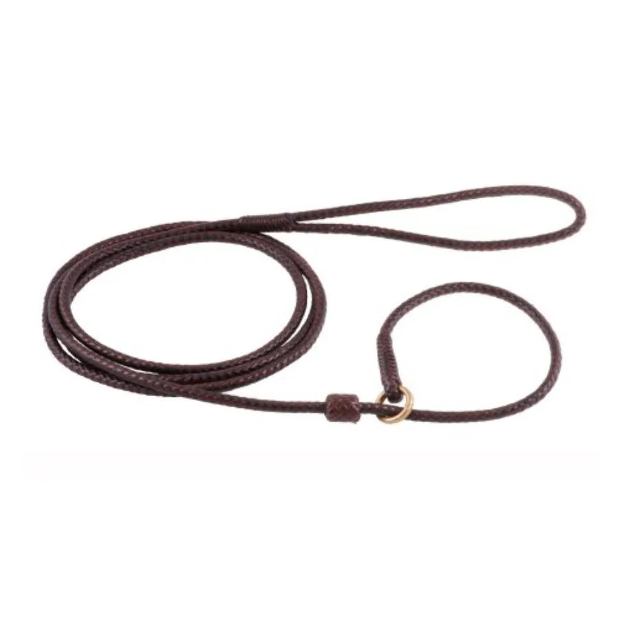 Braided Leather Dog Leashes with Stopper for Secure Walks - Soft and Gentle Adjustable Leash Ideal for Small Medium Large and E