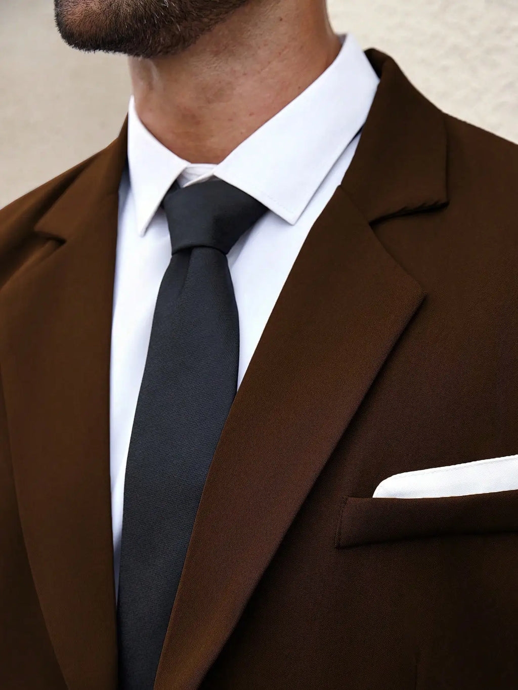 Men's Single Breasted Brown Suit Jacket And Pants Set