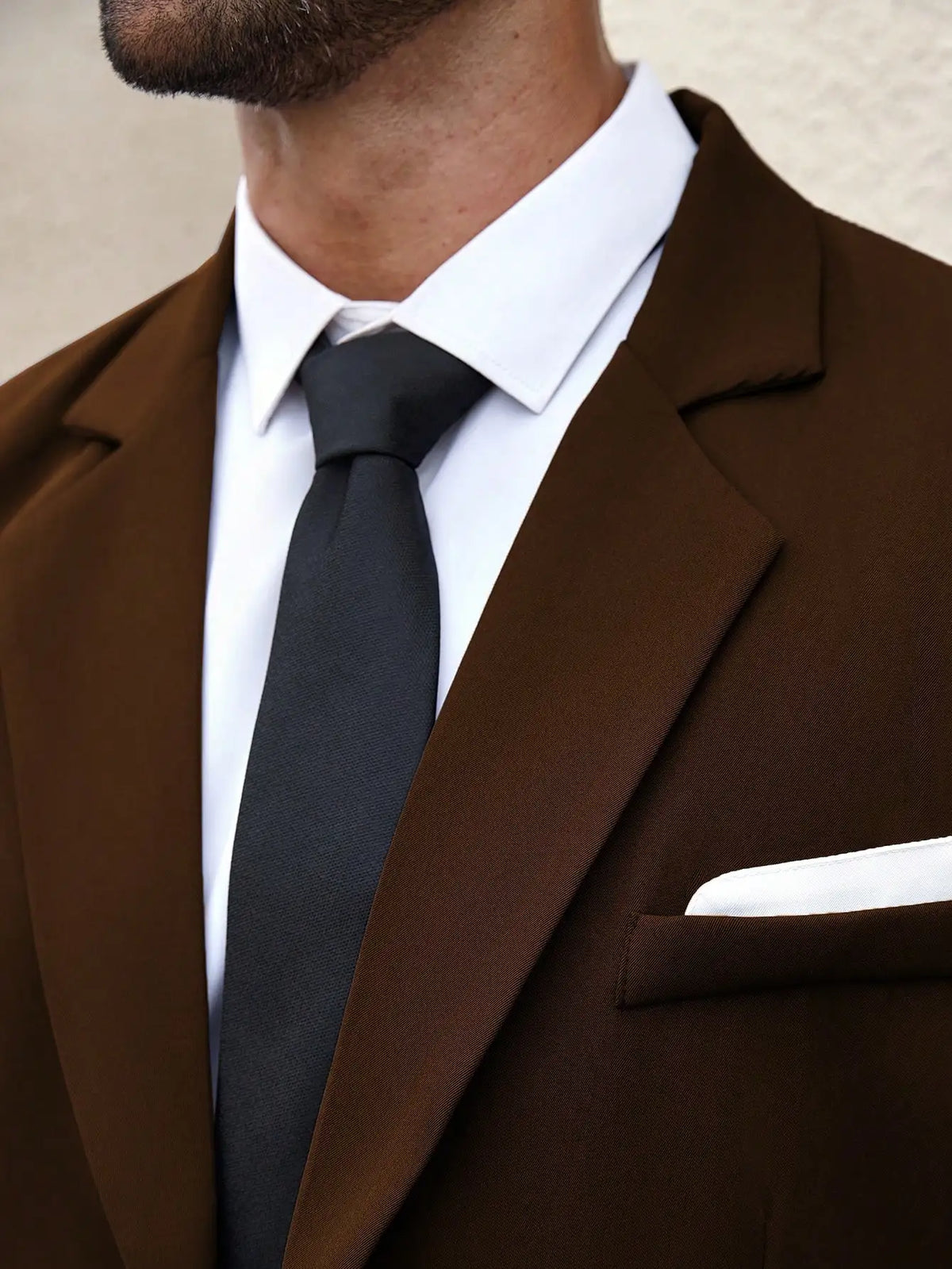 Men's Single Breasted Brown Suit Jacket And Pants Set