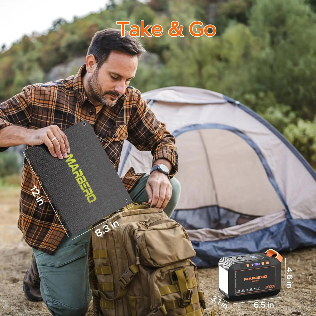 111Wh Portable Power Station with 30W Solar Panel, AC Outlet for Camping, Outdoor & Emergency Use