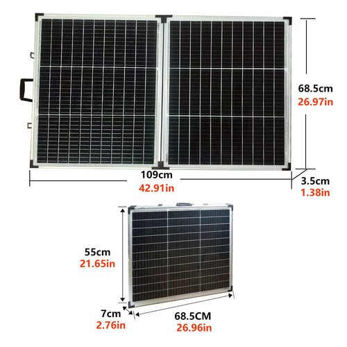 140W Folding Solar Panel, High Efficiency Monocrystalline Pv Module, Aluminum Frame, with Charge Controller, Outdoor Use, Camping