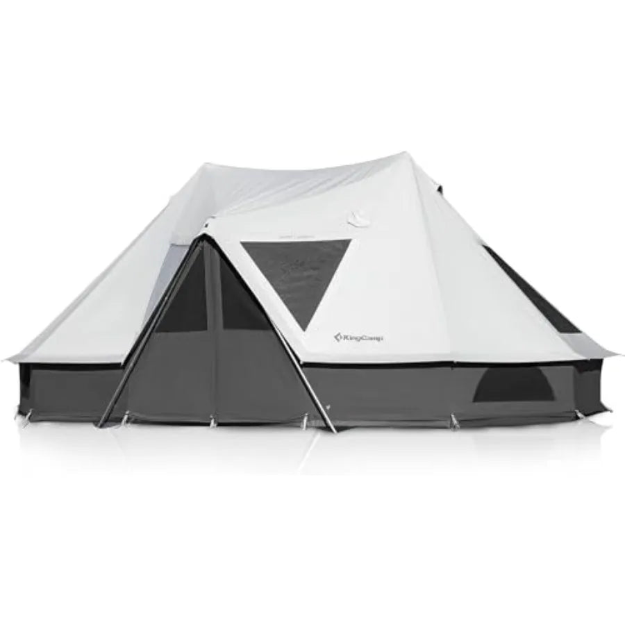 Canvas Bell Yurt Tents 4 Seasons Large Waterproof and Windproof Luxury Glamping Tent w/Stove Jack for Family Outdoor Camping Hu