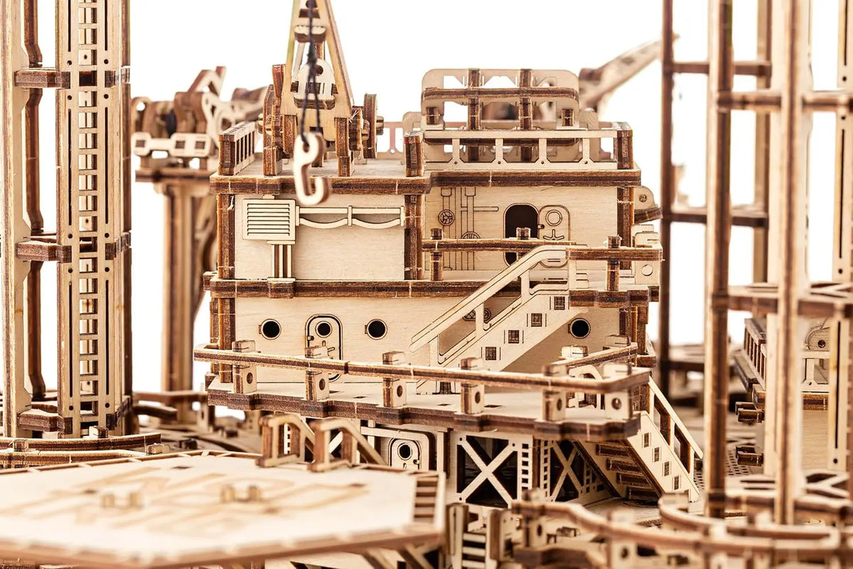 Interactive Movable Offshore Rig Platform Wooden 3D Puzzles for Adults - DIY Engineering Model Kits