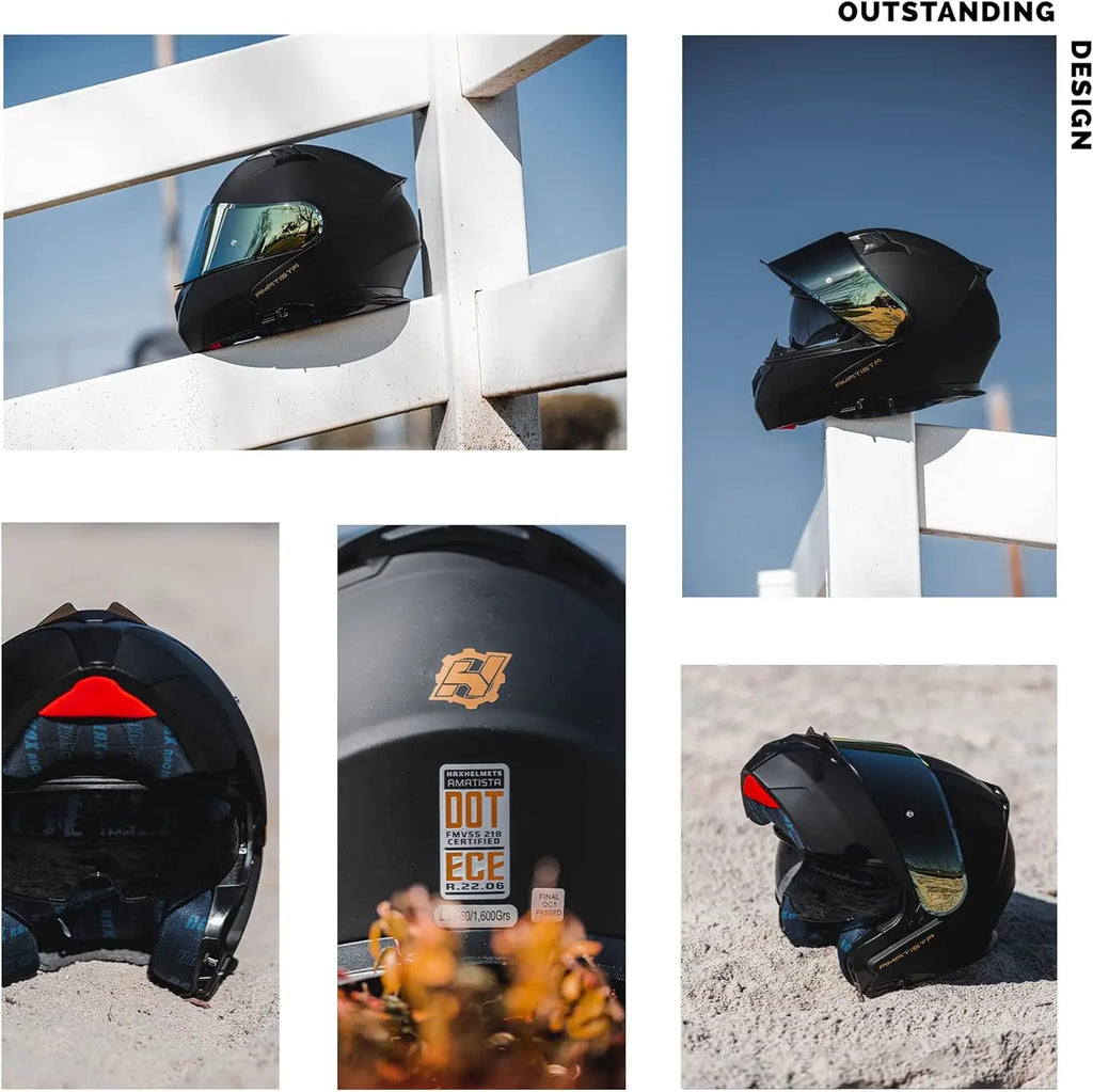 Amatista Modular Flip-Up Dual Visor Motorcycle Helmet-DOT/ECE Approved Lightweight Comfortable and Stylish Helmet for Men and Wo