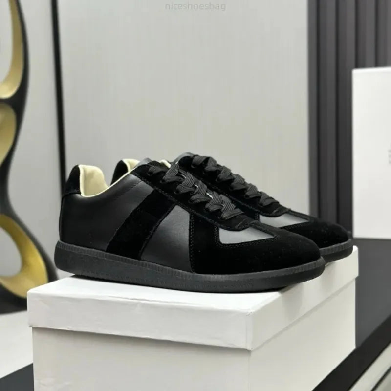 New Cowhide Retro German Training Shoes Men Women White Sneakers Genuine Leather Soft Couple Breathable Durable Athletic Fashion