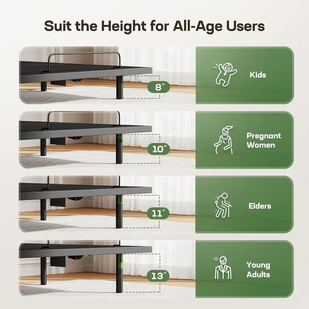 Adjustable Bed Base with Massage, USB Ports, Nightlight, Wireless Control, Quick Assembly, Multiple Height Settings