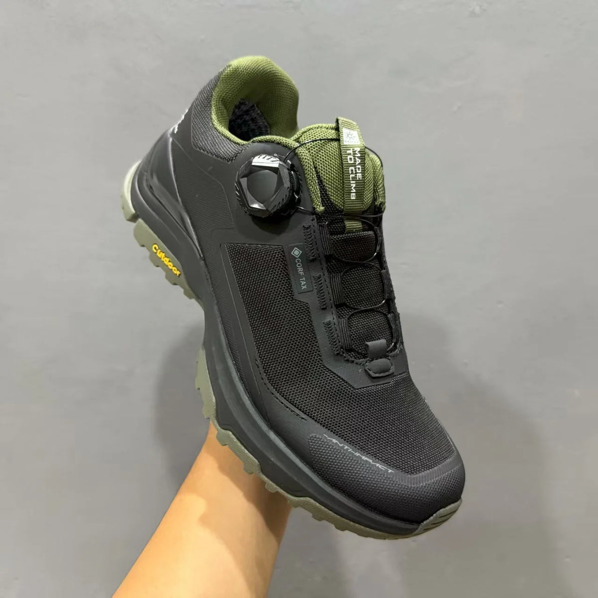 Men's Waterproof Hiking Shoes with Dial Lacing System Anti-slip Outdoor Trekking Trail Running Lightweight Cushioning Footwear