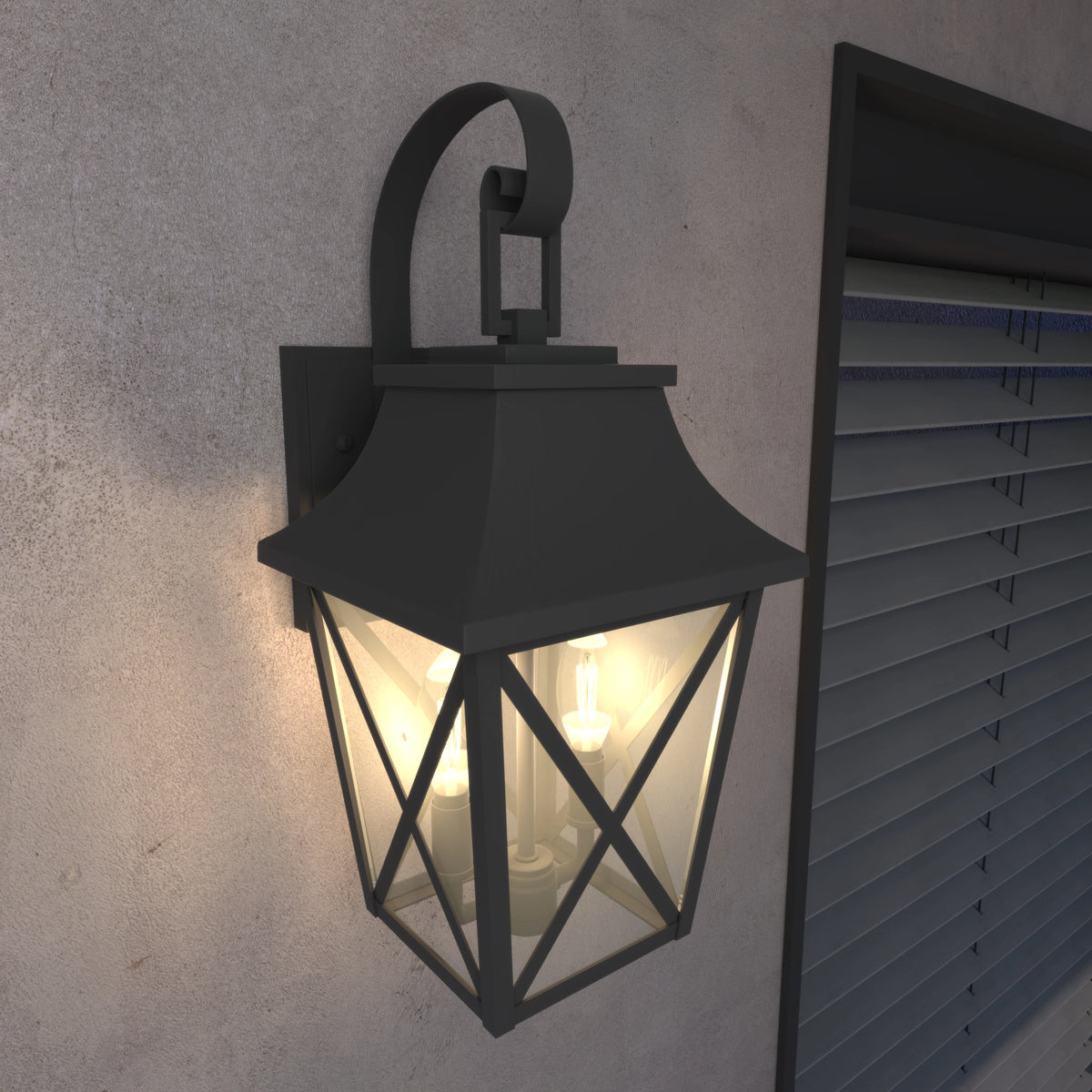 2pcs Outdoor Wall Lantern Large Outside Modern Wall Sconce Light Fixture Porch Light Wall Mount with Glass Waterproof