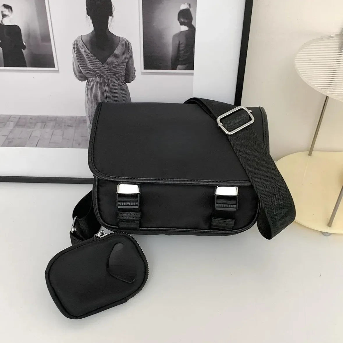 Designers Men Cross body Bags Luxury Men Briefcases Nylon Messenger Bag Fashion 2-Piece Shoulder Bags Mini Hang Pouch Top