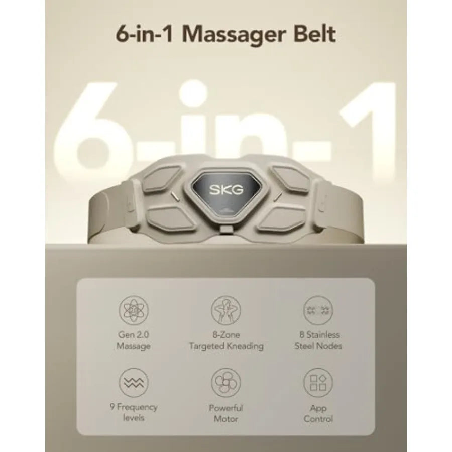W9 Pro Lower Back Massager for Pain Relief Deep Tissue Gifts for Men Women Adjustable Cordless Heating Pad Infrared Vibrating B