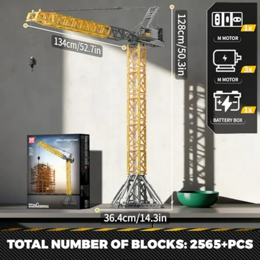 RC Tower Crane Advanced Building Kit for Adults MOC Heavy-Duty Truck Block Sets to Build APP Control Large Engineering Construc