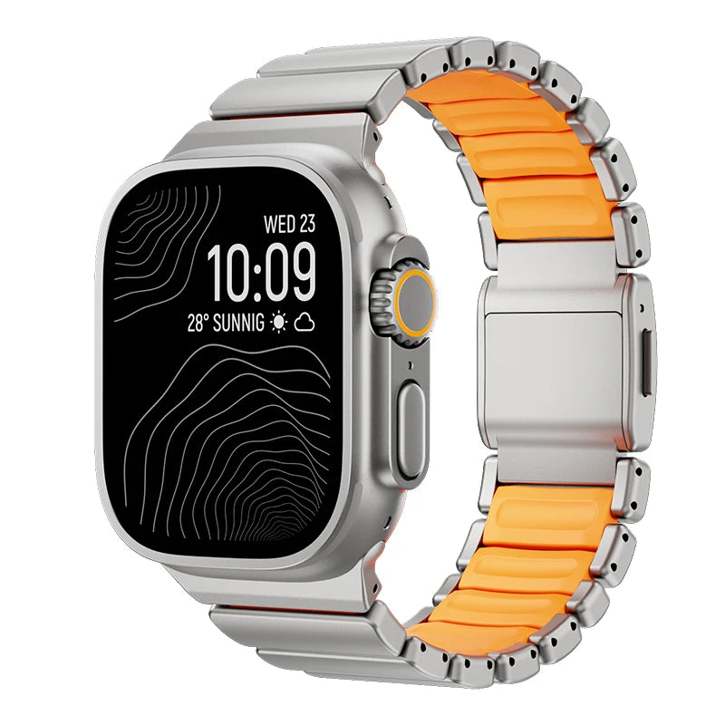 Titanium Metal Band For Apple Watch Ultra 3 11 10 9 8 7 SE  Silicone Magnetic Bracelet Strap iWatch 42mm 44 45mm 46mm 49mm  2028