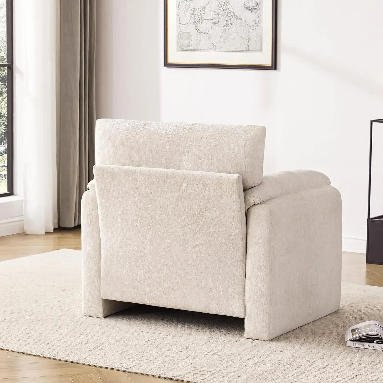 Chenille Oversized Armchair, 38.6" Wide Accent Chairs for Living Room & Bedroom Modern Lounge Chair, Upholstered Mid-Century Rea