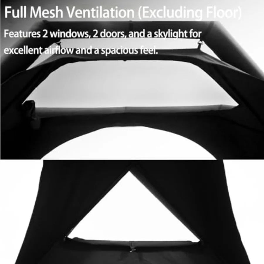Inflatable Canvas Tent with TPU Skylight and Mesh Windows 30 Sec Quick Setup 4 Season Glamping Tent for Camping Adult 2 Person