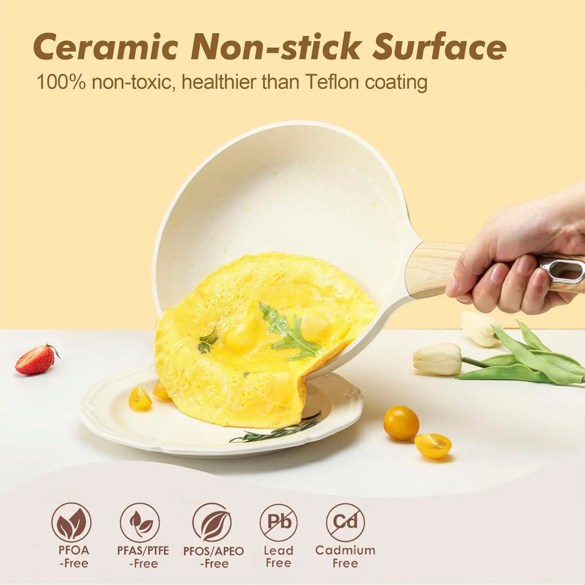 26-Piece Ceramic Nonstick Cookware Set, Induction Compatible Pots and Pans for Healthy Cooking