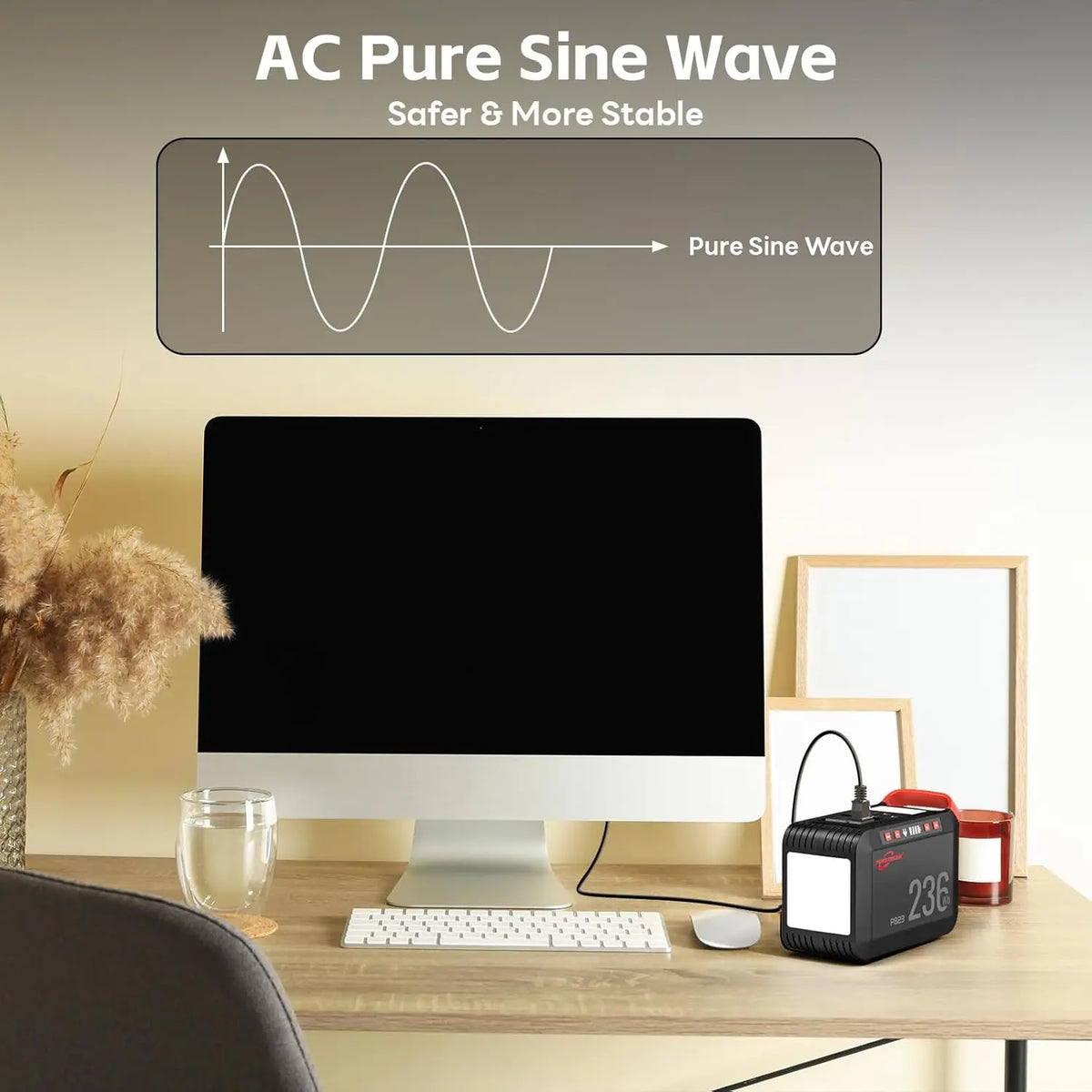 300W Portable Solar Generator with 236Wh Battery and 60W Foldable Panel - Pure Sine Wave for Camping, Emergency, Home Use