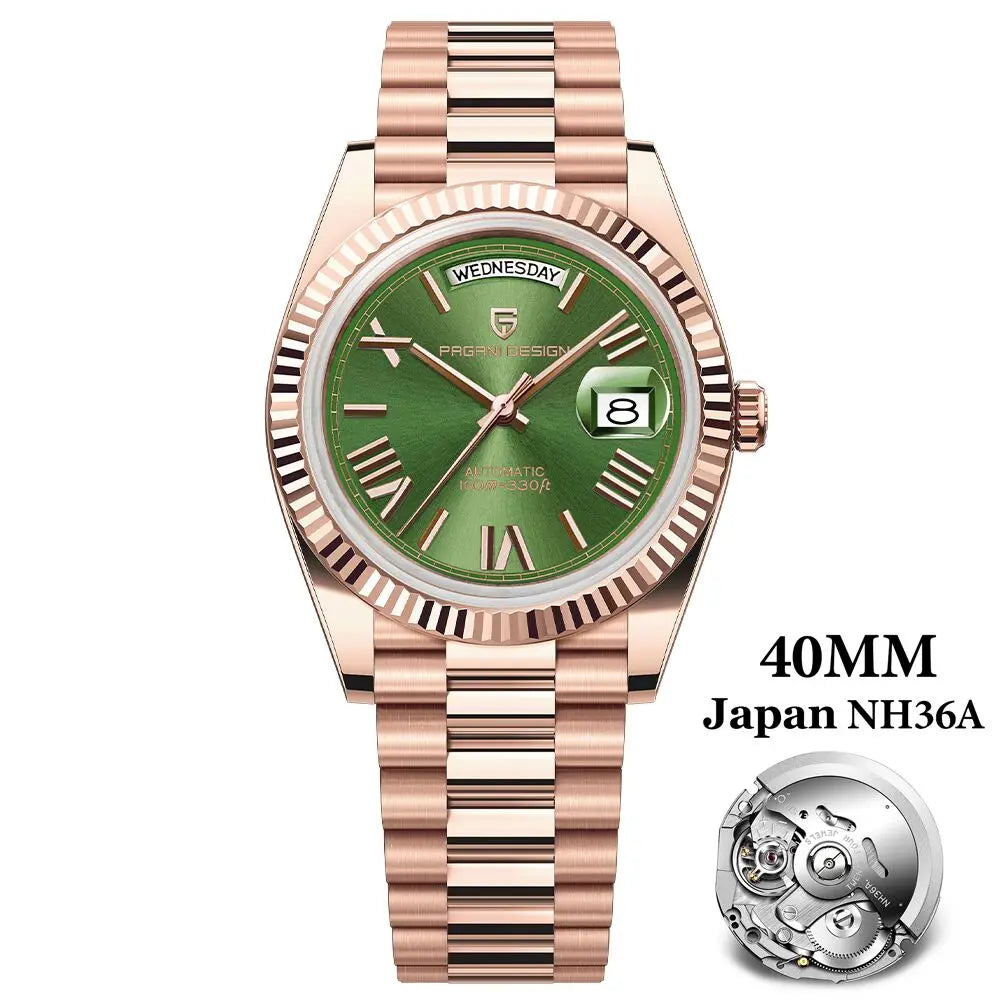 2025 New PAGANI DESIGN Men's Watches DD40 Rose Gold Automatic Watch Man Mechanical Wristwatches Luxury AR Sapphire Mirror Gifts