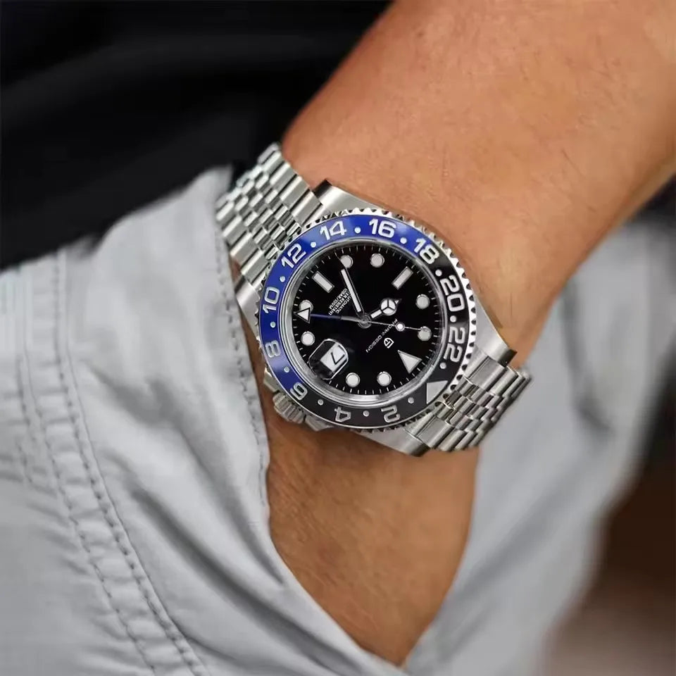 PAGANI DESIGN 40MM Automatic GMT Wristwatch Top Brand Sapphire Glass Stainless Steel Mechanical Sports Watches for Men PD-1662