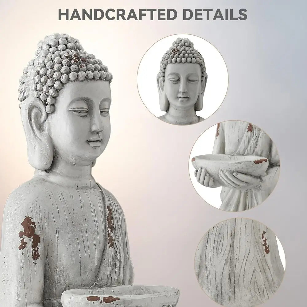 42" Extra-Large Buddha Outdoor Statue with Birdeeder, Tall Zen Meditative Buddha igures, Durable Weatherproo MGO Scuture or Gard