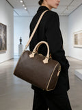 Vintage Brown Boston Bag Women’s Lightweight Crossbody Bag Luxury Designer Handbag Shoulder Bag