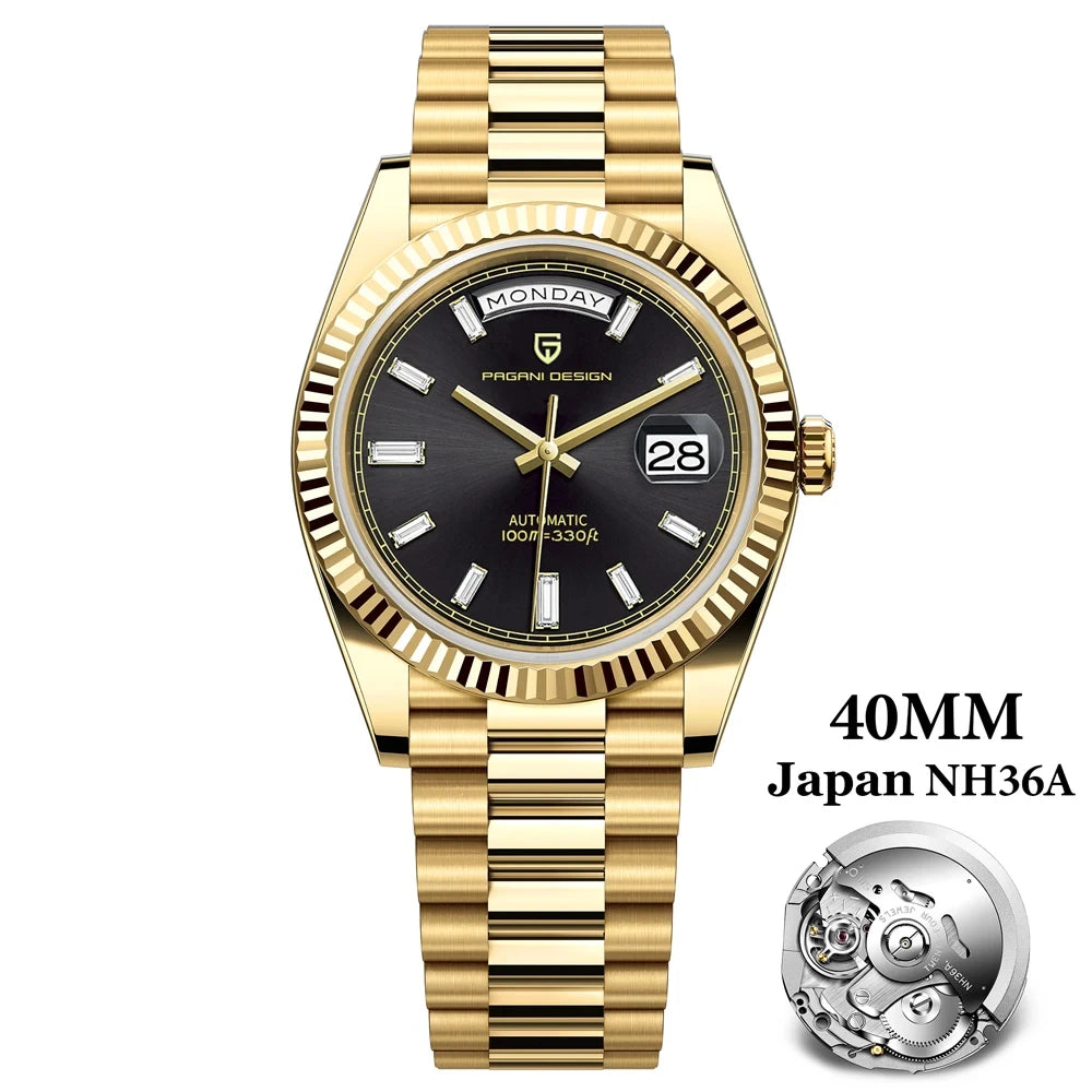 2025 New PAGANI DESIGN Men's Watches DD40 Rose Gold Automatic Watch Man Mechanical Wristwatches Luxury AR Sapphire Mirror Gifts