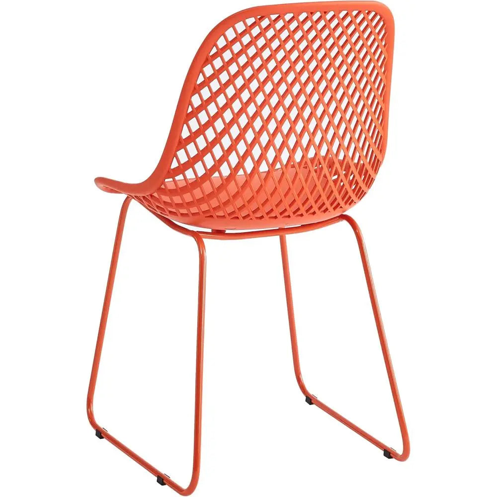 4-Piece Plastic Dining Chairs Set, Durable Indoor/Outdoor Chairs with Metal Legs, Suitable for Kitchen, Cafe, and Office (Blood