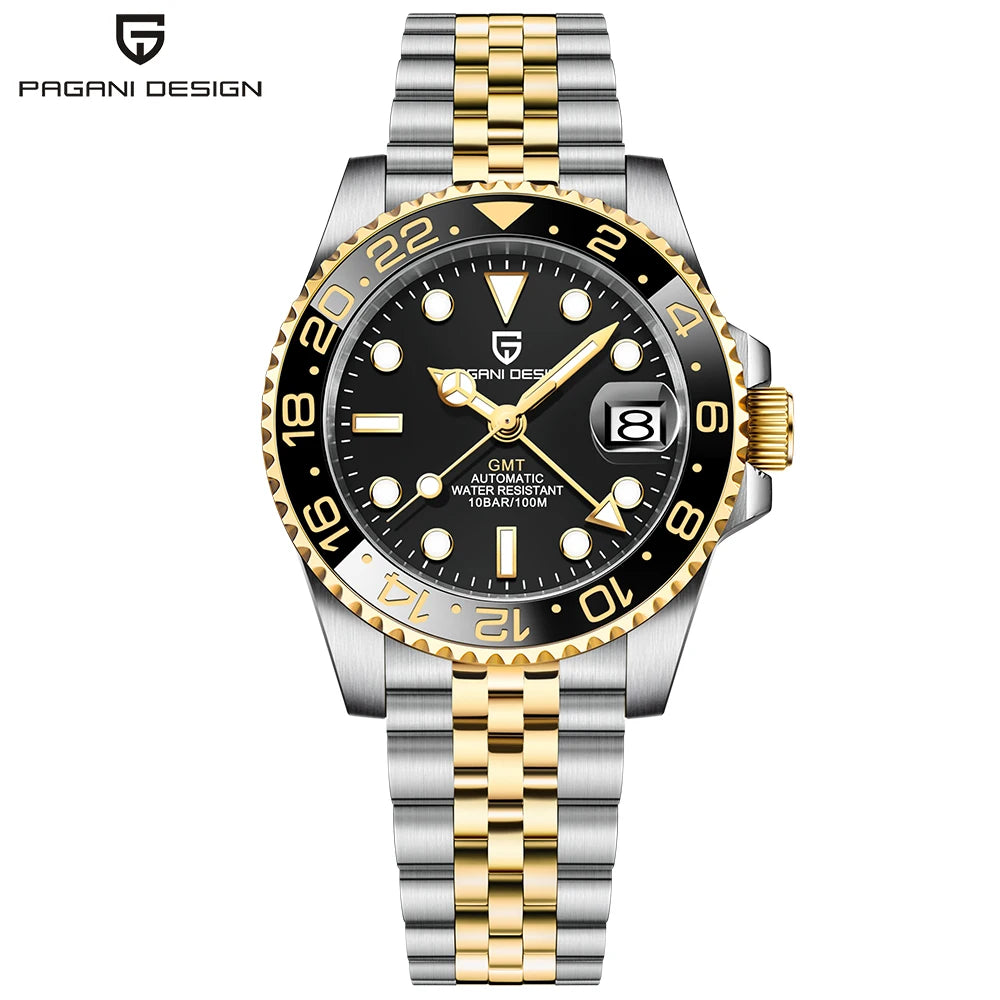 2026 New PAGANI DESIGN Luxury Men Mechanical Watches Stainless Steel GMT Watch Top Brand Sapphire Glass Men Watch reloj hombre