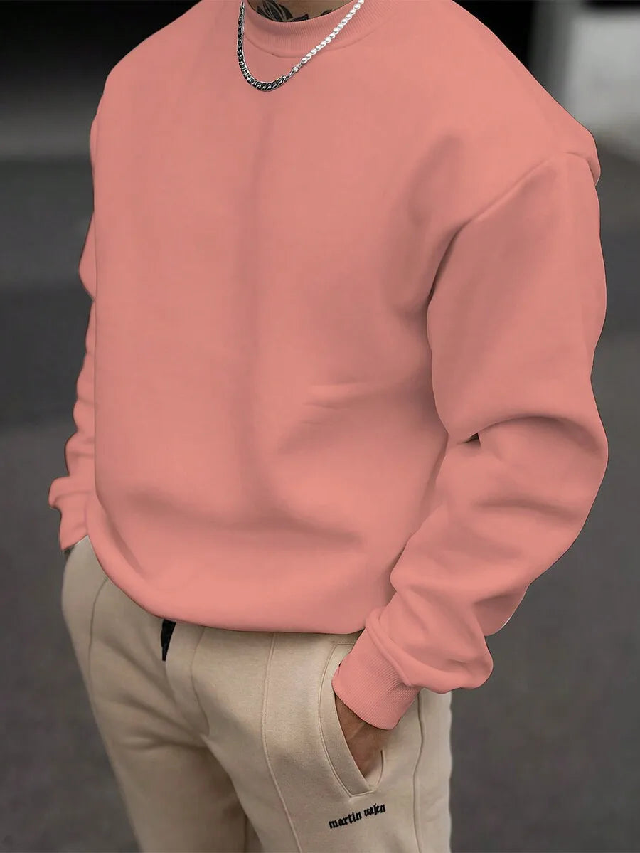 Men's Solid Drop Shoulder Long Sleeve Sweatshirt for Fall Casual Wear