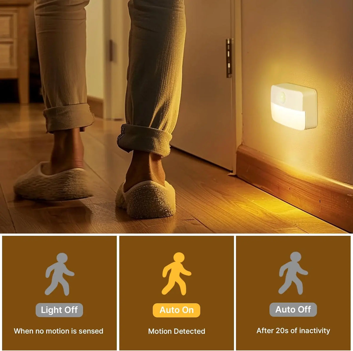 16 Pack Motion Sensor Stair Lights, Battery Operated LED Night Lamps for Indoor Use in Hallway Bedroom Kitchen