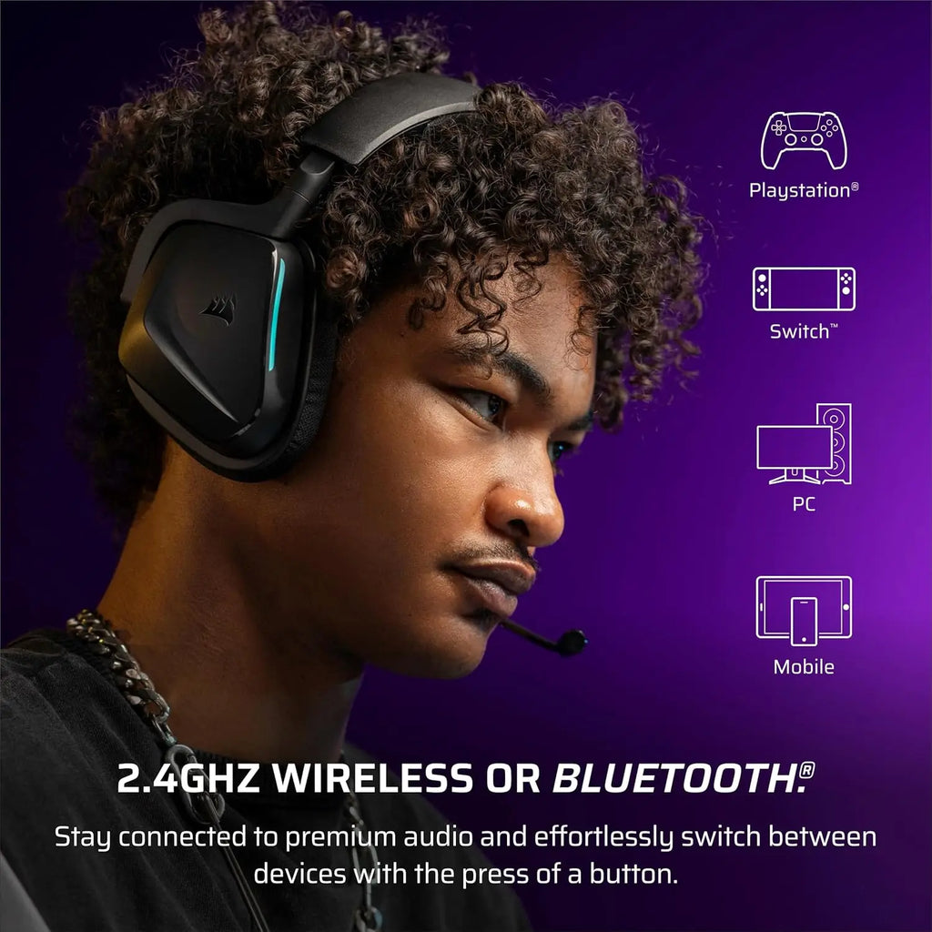 Wireless Gaming Headset with Bluetooth for PC, PS5, PS4, Switch, Mobile – Dolby Atmos, 70 Hr Battery, Dual Wireless