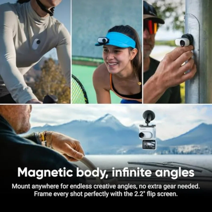 GO 3S 64GB White 4K Tiny Portable Vlogging Camera Hands-Free POVs for Outdoor Adventures Mount Anywhere 140 Min Battery Life 10