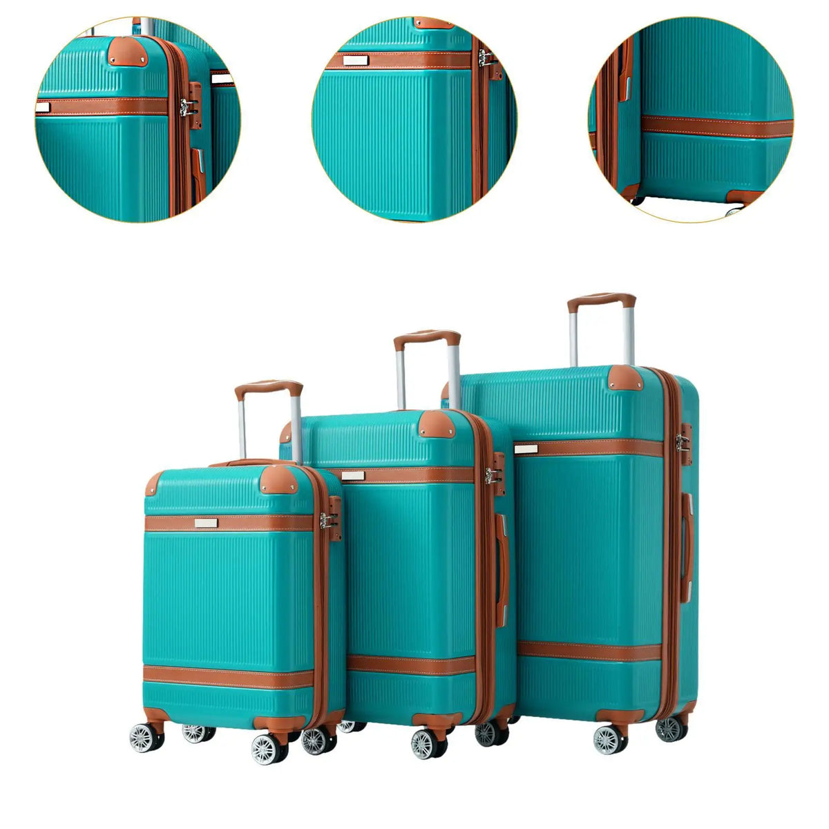 Hardshell Luggage Sets 3 Piece Lightweight 8 Wheels Travel Suitcase Sets
